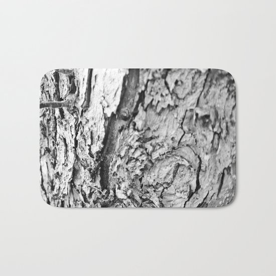 Tree Bark Black and White Bath Mat