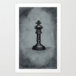 Black Chess Piece Watercolor Painting Art Print By