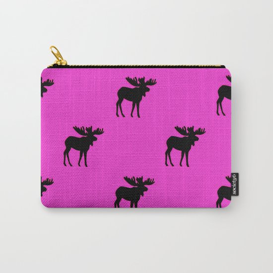 Bull Moose Silhouette - Black on Pink Carry-All Pouch