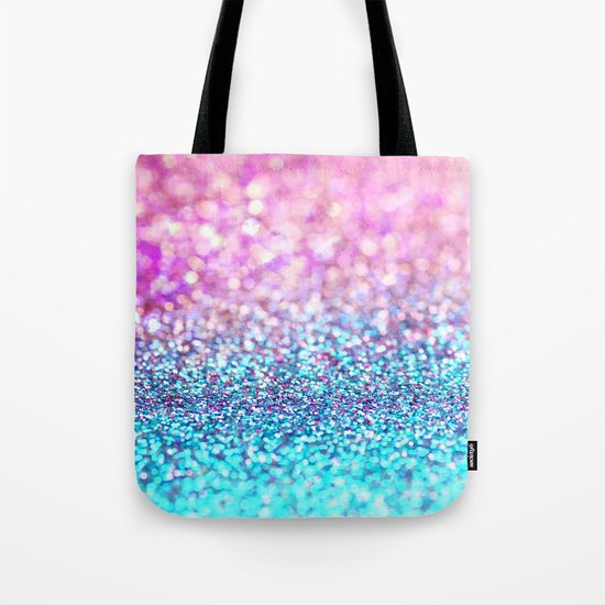 Pastel sparkle- photograph of pink and turquoise glitter Tote Bag