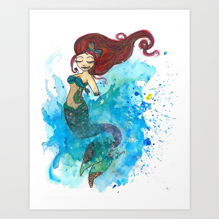 Zombie Mermaid Art Print By Ragdollwithpaintbrush Society6