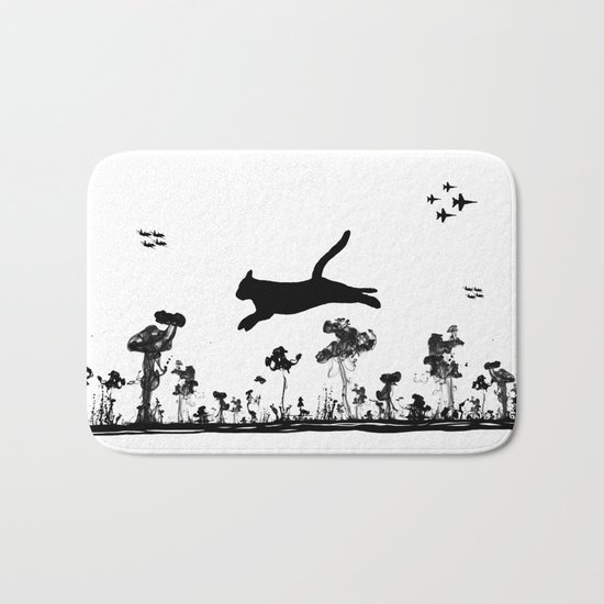 The Cat and Ink drop bombs Bath Mat