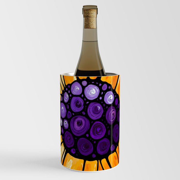 Orange Sunflower Purple Sky Flower Art - Basking Wine Chiller