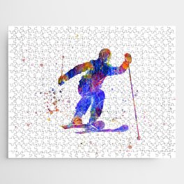 Skier in watercolor Jigsaw Puzzle