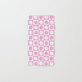 Pink And White Checkered Floral Pattern Hand & Bath Towel