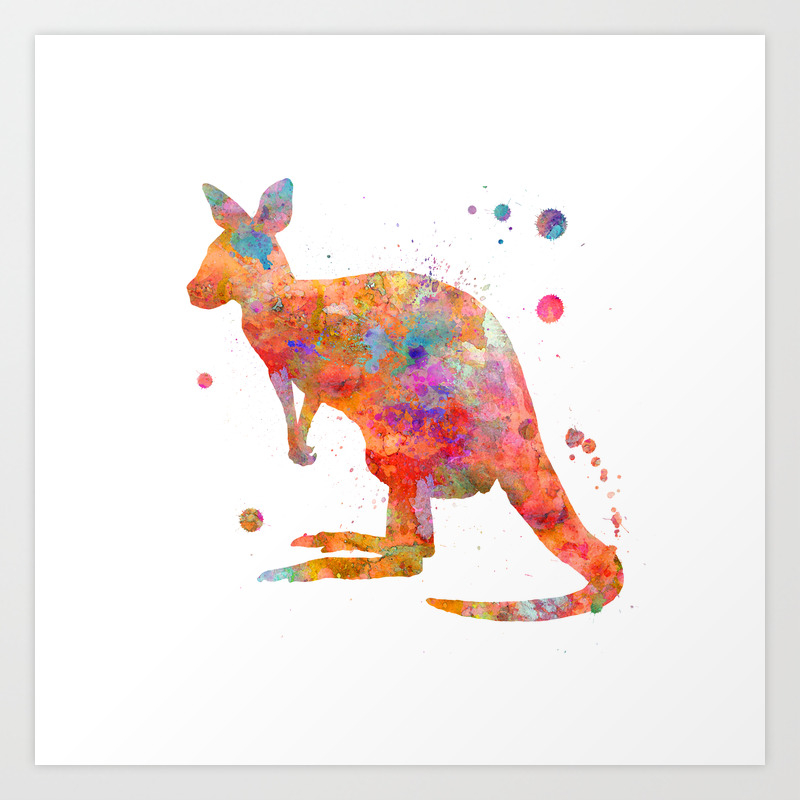 Colorful Kangaroo Art Print By Miaomiaodesign Society6