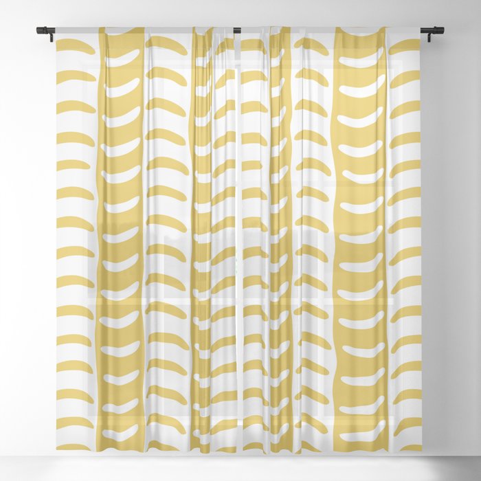 Wavy Stripes Mustard Yellow Sheer Curtain