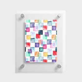 Watercolour Rainbow Checks Floating Acrylic Print