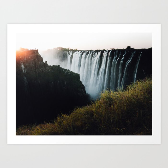 Zambia Waterfall at Sunset Art Print