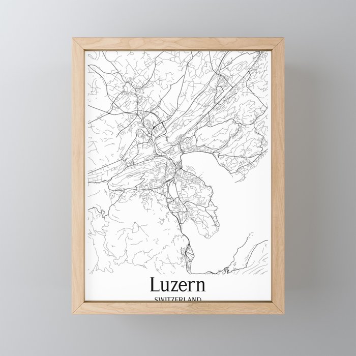 Luzern city map Framed Mini Art Print