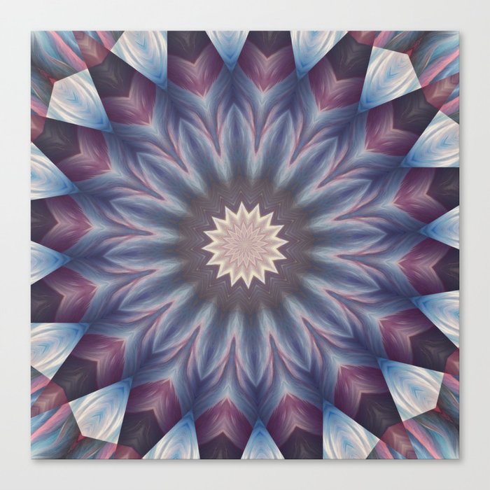 Purple Star Flower Kaleidoscope Pattern Canvas Print