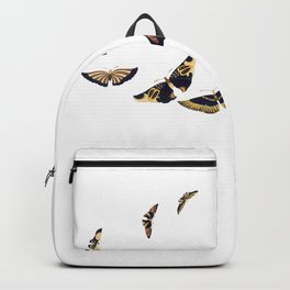 Vintage Watercolor Black And Gold Japanese Butterfly Painting Backpack