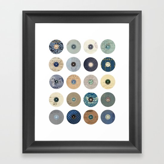 Vinyl Record Collage Framed Art Print