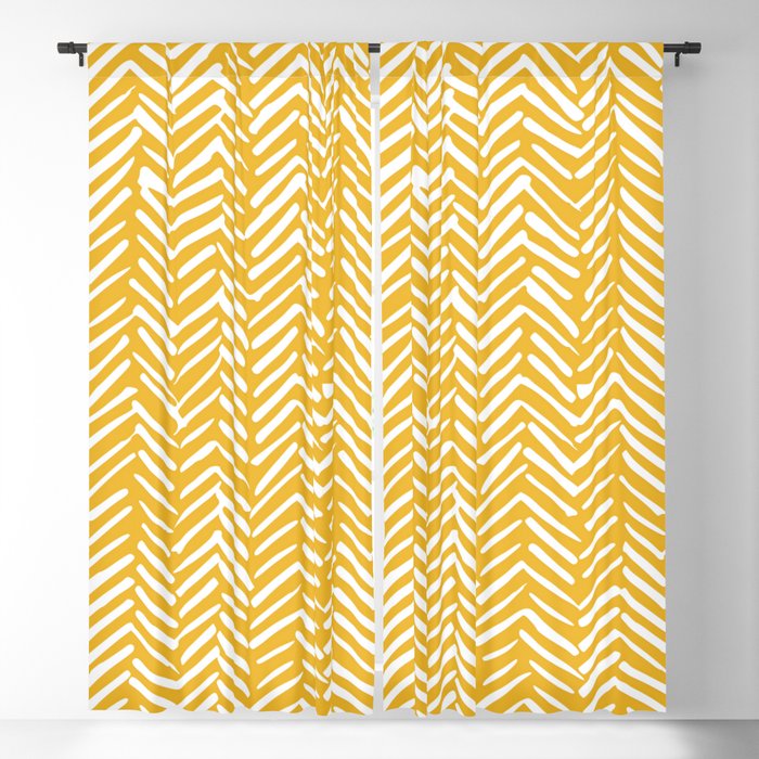Boho Abstract Herringbone Pattern, Summer Yellow Blackout Curtain