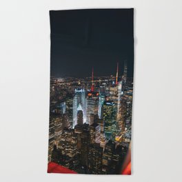 New York City at Night | NYC Skyline | Travel Photography Beach Towel