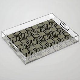 Green and Black Star Square Shape Tile Pattern Pairs Jolie 2022 Color of the Year Sage Acrylic Tray