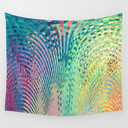 Wavy Grid Line Pattern Wall Tapestry