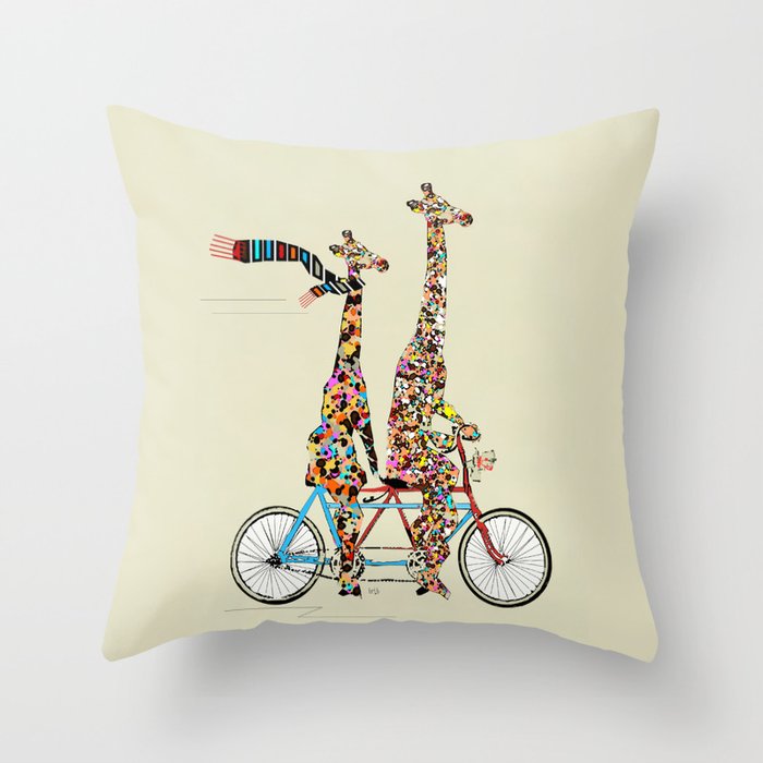 giraffe days lets tandem Throw Pillow