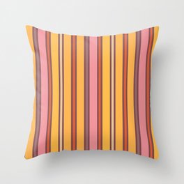 Pink and Mustard Yellow Stripes Pattern Design Throw Pillow