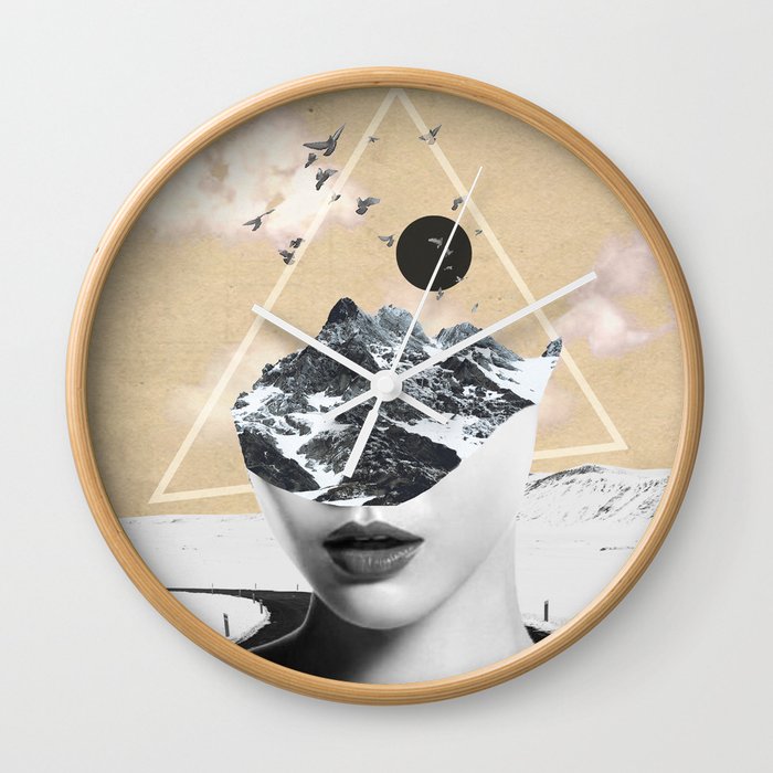 collage art / Wild Nature Wall Clock