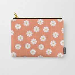Scattered Daisies, Canteloupe Carry-All Pouch | Daisydrawing, Vectorflower, Flowers, Flowerpattern, Daisyprint, Orange, Vectorfloral, White, Floralprint, Graphicfloralprint 