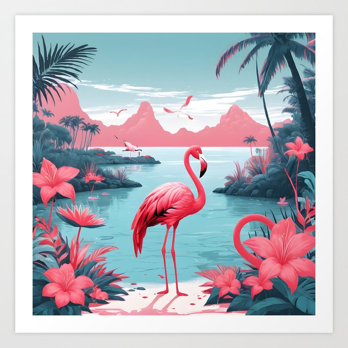 Flamingo lagoon Art Print
