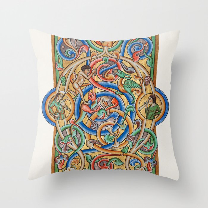 Initial A: David and Companion Musicians Throw Pillow