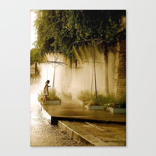 Little girl at Paris Plages Canvas Print