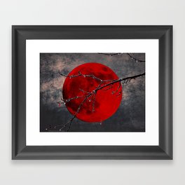 Modern Blood Red Moon Rain Gothic Decor A175 Framed Art Print