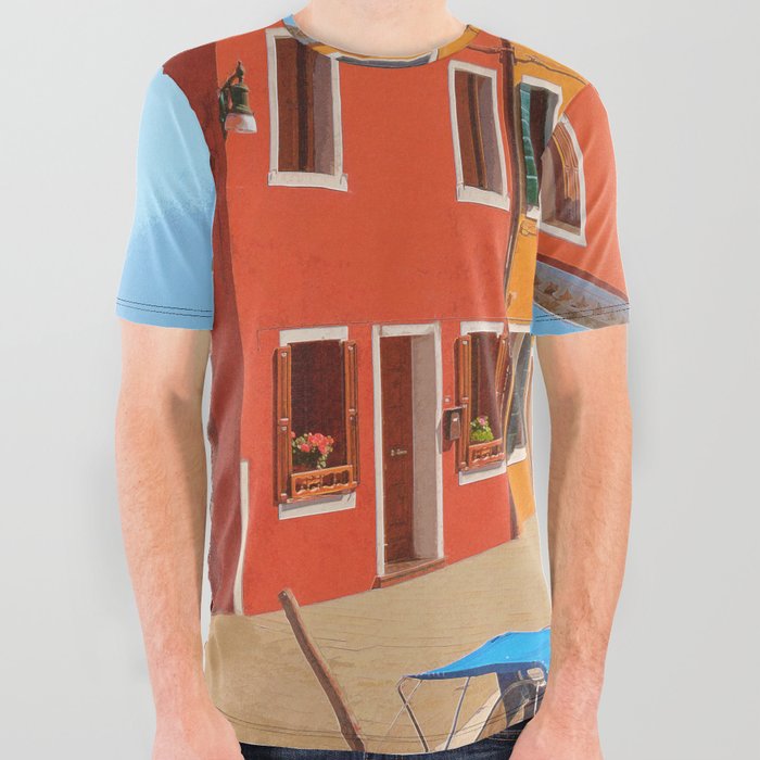 Brightly Coloured Homes Burano Venice Italy #3 All Over Graphic Tee