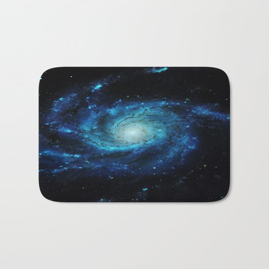 Spiral gAlaxy. Teal Ocean Blue Bath Mat