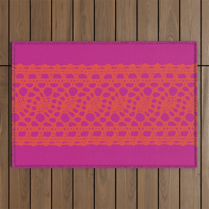 Lace in orange and pink Outdoor Rug