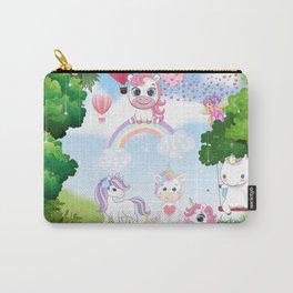 Cute Unicorns And Fairies In A Magical Forest Carry-All Pouch