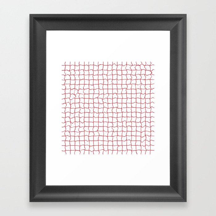 Red minimal geometrical liquid square pattern Framed Art Print