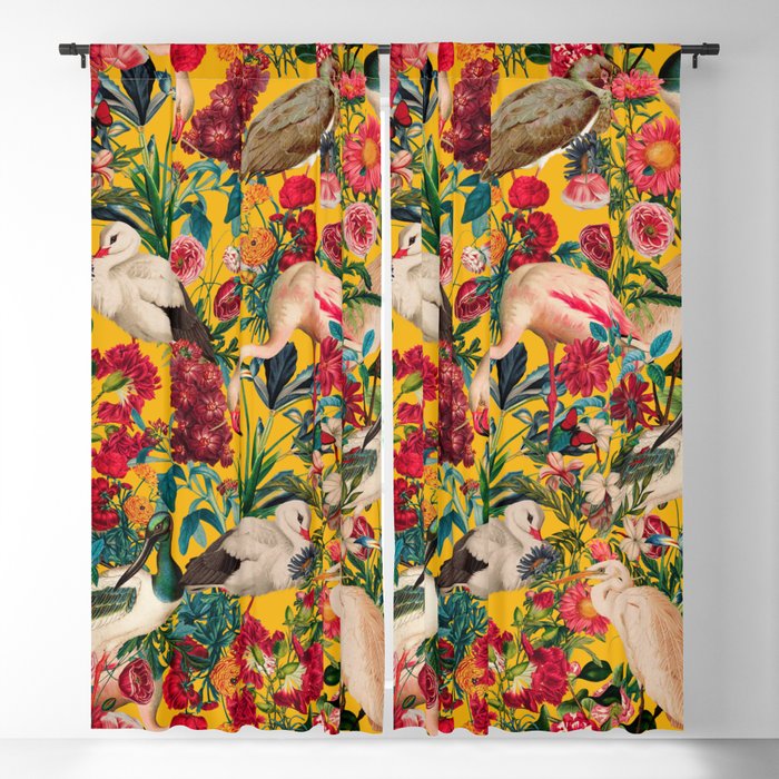 FLORAL AND BIRDS XVIII Blackout Curtain