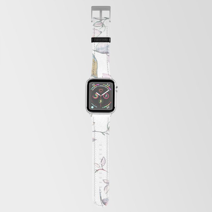 Elegant pink gold coral gray watercolor foliage Apple Watch Band