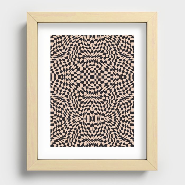 Burnt beige checker symmetrical pattern Recessed Framed Print