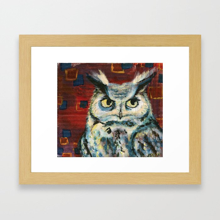Owl with Attitude Problem 2 - RedOrange (Grumpy Owls Series) Framed Art Print