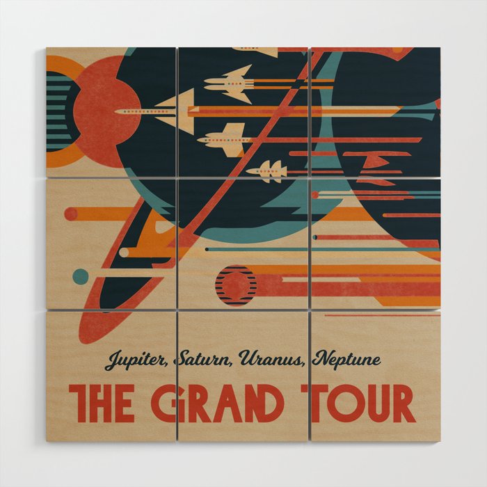The Grand Tour: Jupiter, Saturn, Uranus, Neptune - Vintage space poster #10 Wood Wall Art