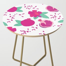 Pomegranate flower and fruit bright pink and green pattern Side Table