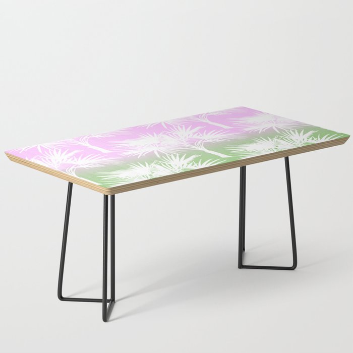 70’s Tie Dye Ombre Palm Trees Pink and Green Coffee Table