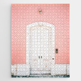 The Lisbon door | Pink on white fine art travel photography print | Portugal Europe Jigsaw Puzzle