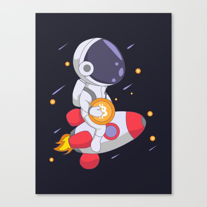 Astronaut bring Bitcoin to the moon Canvas Print