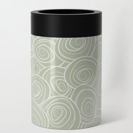 Green and Beige Swirly Floral Pattern 02 Can Cooler