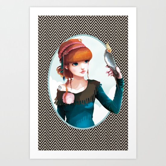 Rose et l'oiseau Art Print