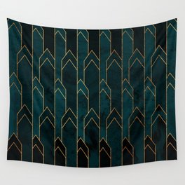 Teal and Turquoise Stone Towers Wall Tapestry