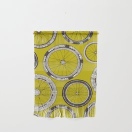 bike wheels chartreuse Wall Hanging