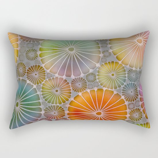 Abstract Floral Circles 4 Rectangular Pillow