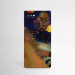 cat love - black woman with siamese kitten - luxury aesthetic Android Case