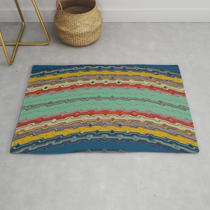 Abstract lines in mosaic Rug